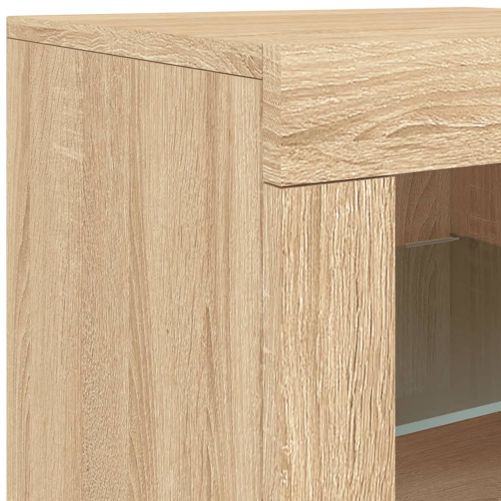 Side Cabinet with LED Lights Sonoma Oak Engineered Wood