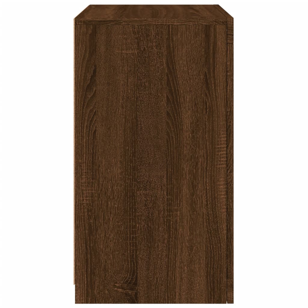 Side Cabinet with LED Lights Brown Oak Engineered Wood