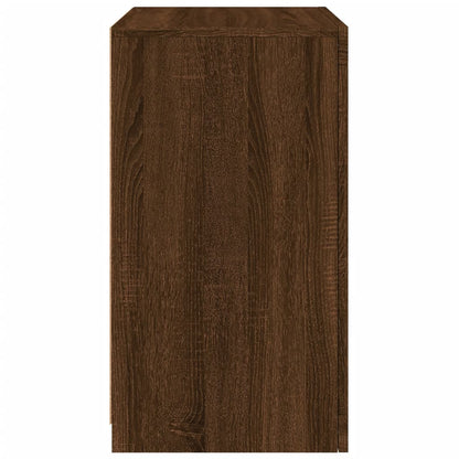 Side Cabinet with LED Lights Brown Oak Engineered Wood