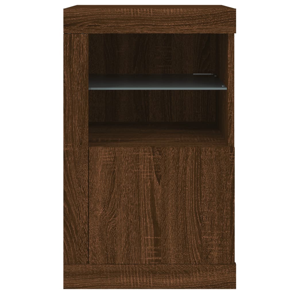 Side Cabinets with LED Lights 2 pcs Brown Oak Engineered Wood