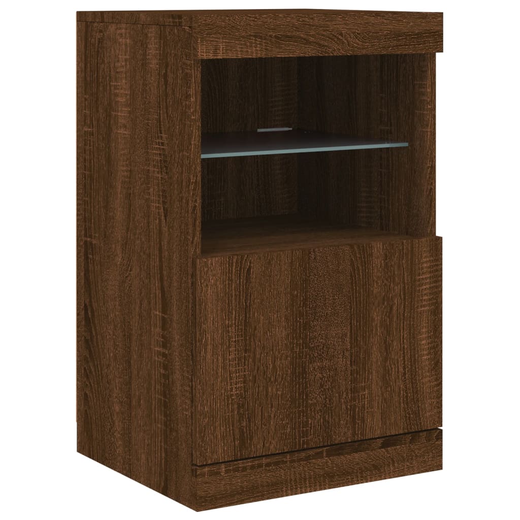 Sideboard with LED Lights Brown Oak 41x37x67 cm