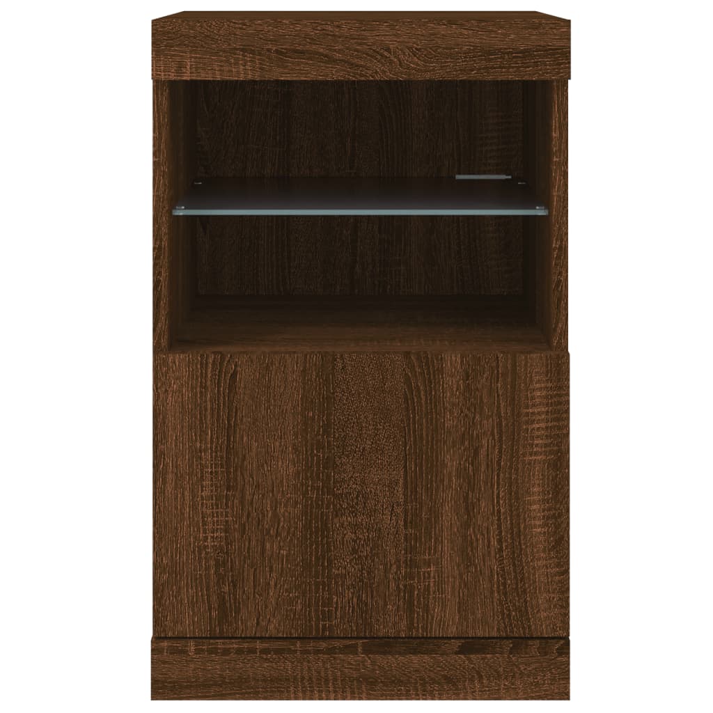 Sideboard with LED Lights Brown Oak 41x37x67 cm