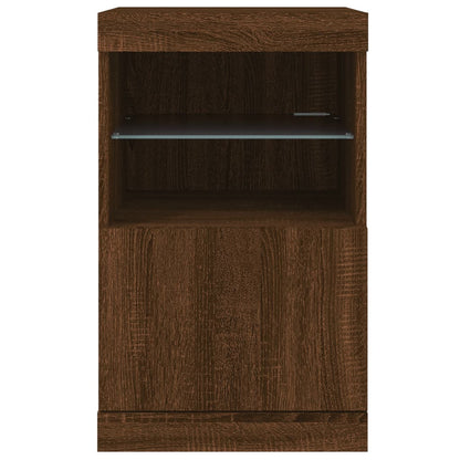 Sideboard with LED Lights Brown Oak 41x37x67 cm