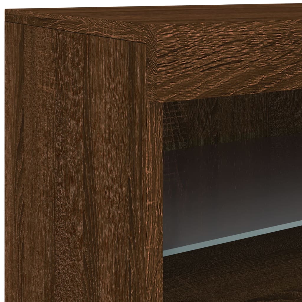 Sideboard with LED Lights Brown Oak 41x37x67 cm