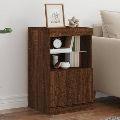 Sideboard with LED Lights Brown Oak 41x37x67 cm