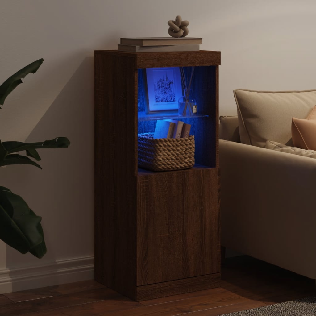 Sideboard with LED Lights Brown Oak 41x37x100 cm