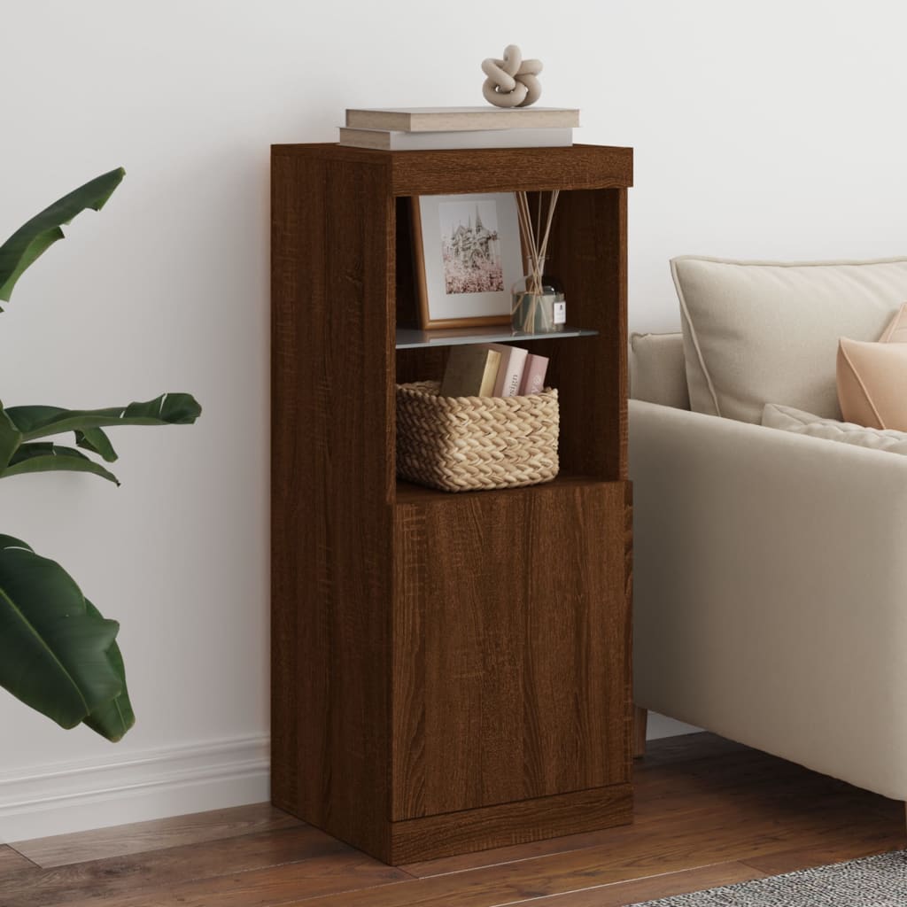 Sideboard with LED Lights Brown Oak 41x37x100 cm