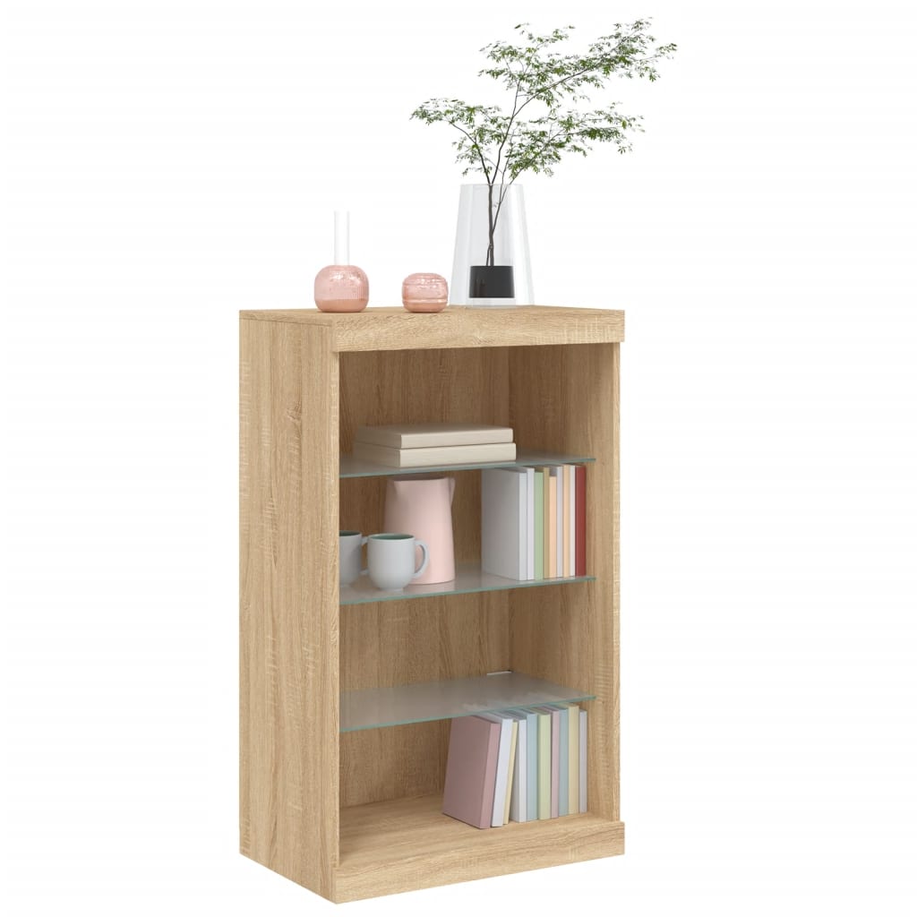 Sideboard with LED Lights Sonoma Oak 60.5x37x100 cm