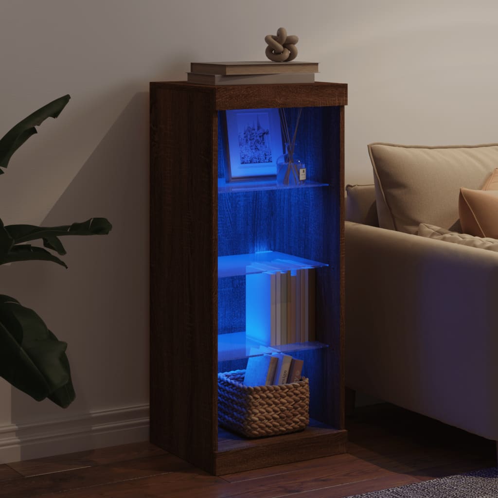 Sideboard with LED Lights Brown Oak 41x37x100 cm