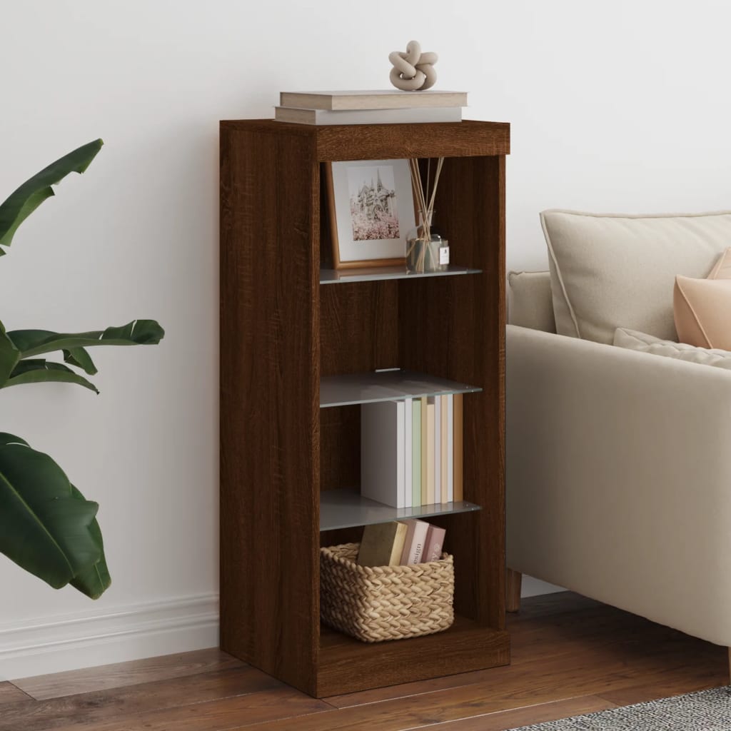 Sideboard with LED Lights Brown Oak 41x37x100 cm