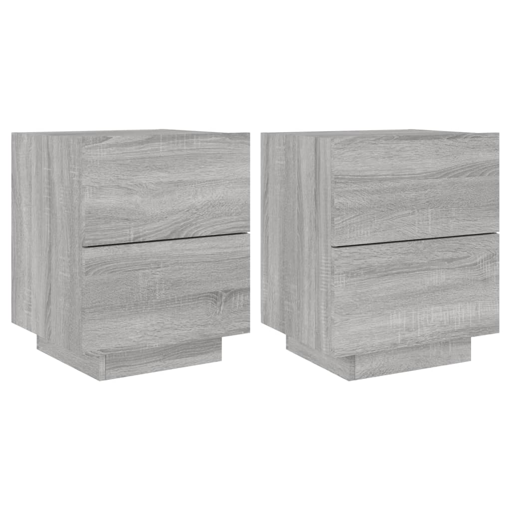 Bedside Cabinets with LED Lights 2 pcs Grey Sonoma Engineered Wood