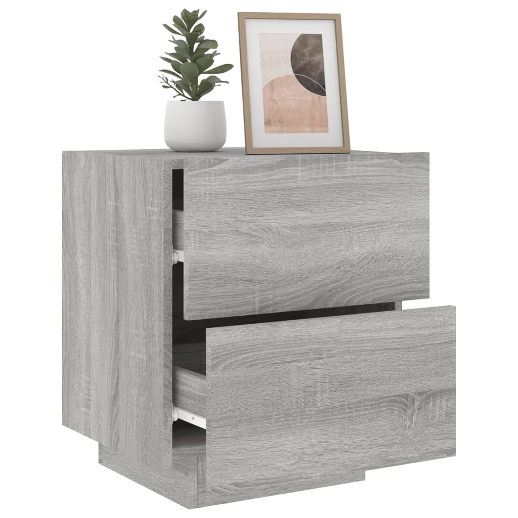 Bedside Cabinets with LED Lights 2 pcs Grey Sonoma Engineered Wood