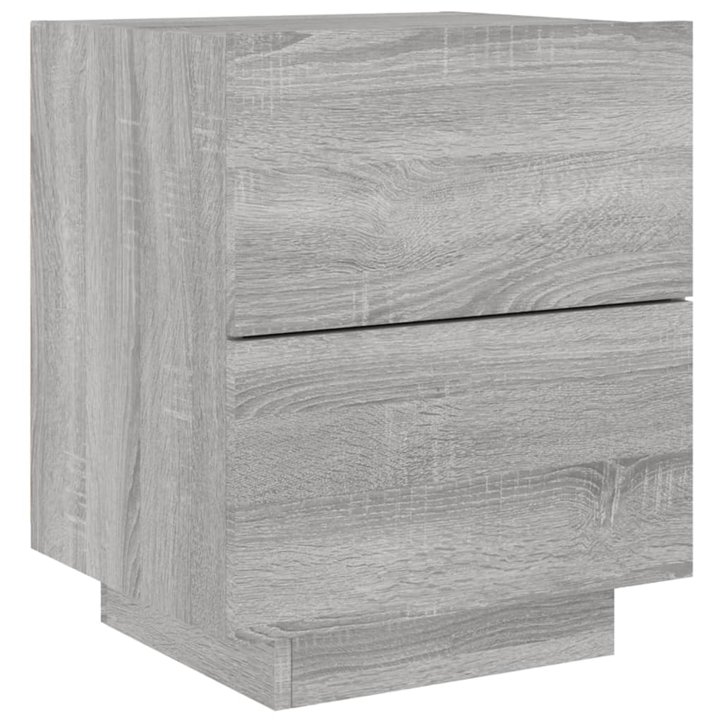 Bedside Cabinets with LED Lights 2 pcs Grey Sonoma Engineered Wood