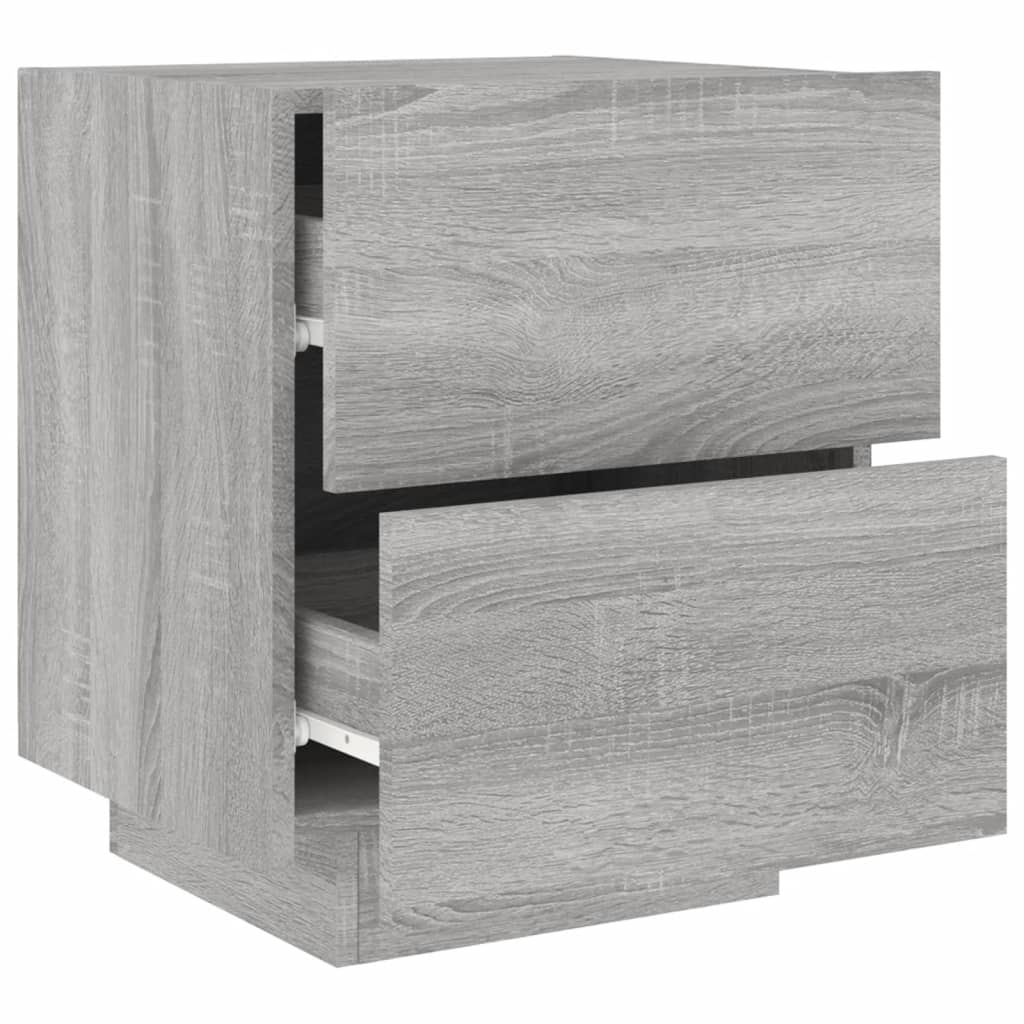 Bedside Cabinets with LED Lights 2 pcs Grey Sonoma Engineered Wood