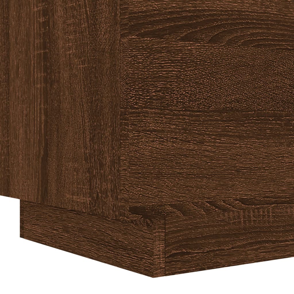 Bedside Cabinet with LED Lights Brown Oak Engineered Wood