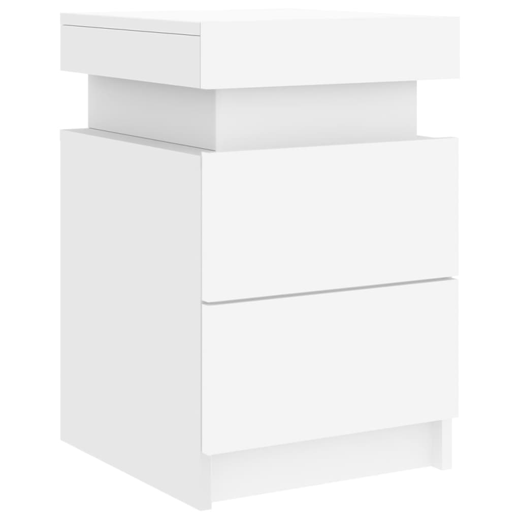 Bedside Cabinet with LED Lights White 35x39x55 cm