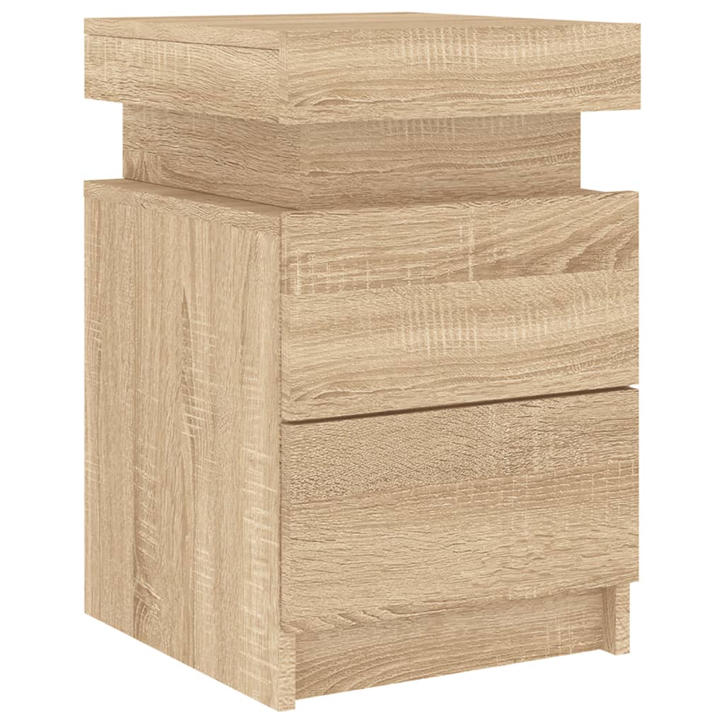 Bedside Cabinet with LED Lights Sonoma Oak 35x39x55 cm