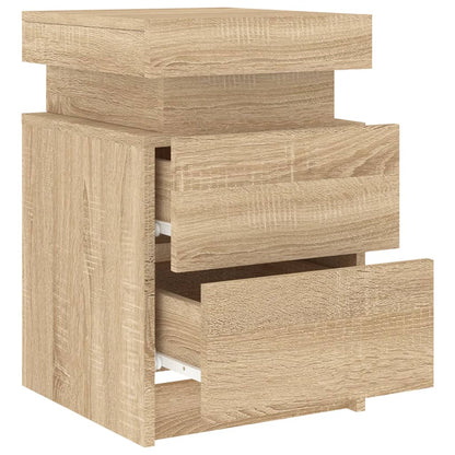 Bedside Cabinet with LED Lights Sonoma Oak 35x39x55 cm