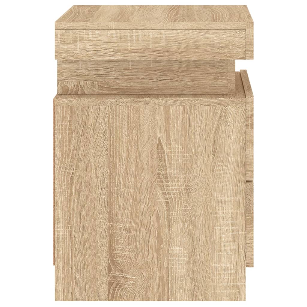 Bedside Cabinet with LED Lights Sonoma Oak 35x39x55 cm