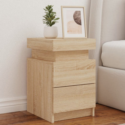 Bedside Cabinet with LED Lights Sonoma Oak 35x39x55 cm