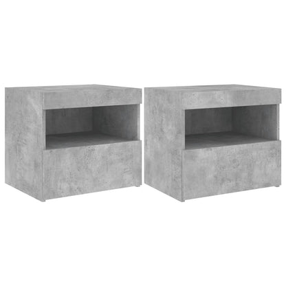 Bedside Cabinets with LED Lights 2 pcs Concrete Grey 50x40x45 cm