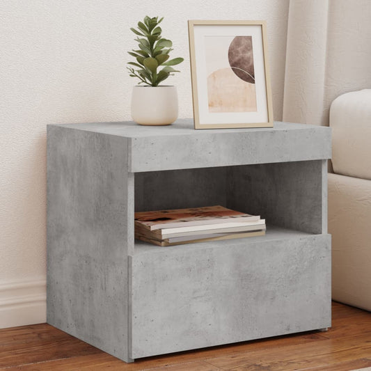 Bedside Cabinets with LED Lights 2 pcs Concrete Grey 50x40x45 cm