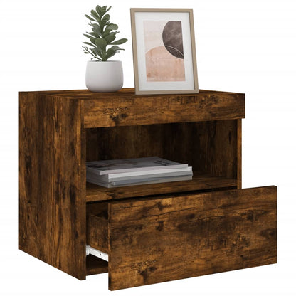 Bedside Cabinets with LED Lights 2 pcs Smoked Oak 50x40x45 cm