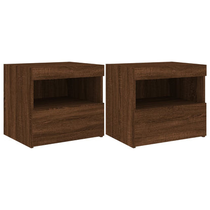 Bedside Cabinets with LED Lights 2 pcs Brown Oak 50x40x45 cm