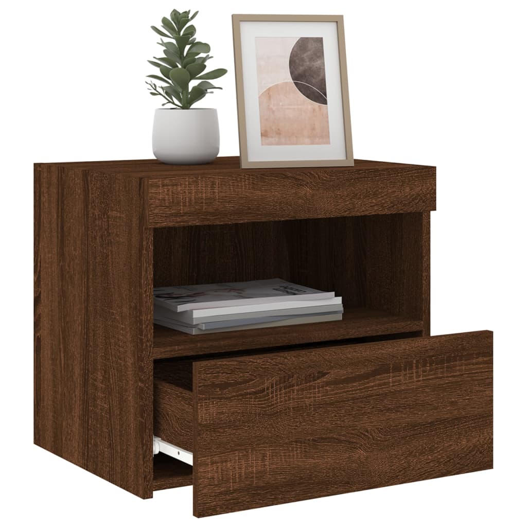 Bedside Cabinets with LED Lights 2 pcs Brown Oak 50x40x45 cm