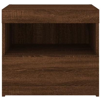 Bedside Cabinets with LED Lights 2 pcs Brown Oak 50x40x45 cm