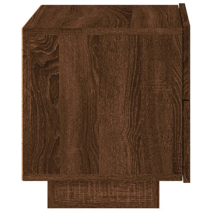 Bedside Cabinet with LED Lights Brown Oak 70x36x40.5 cm