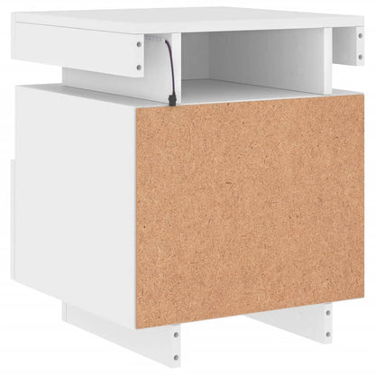 Bedside Cabinet with LED Lights White 40x39x48.5 cm