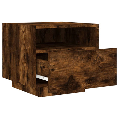 Bedside Cabinets with LED Lights 2 pcs Smoked Oak 40x39x37 cm