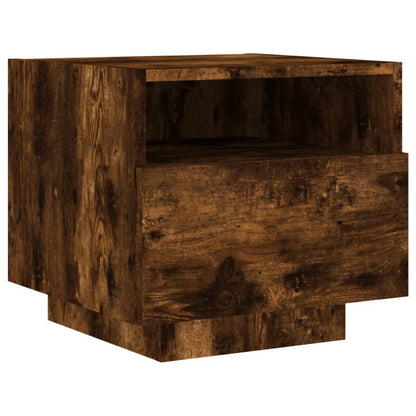 Bedside Cabinets with LED Lights 2 pcs Smoked Oak 40x39x37 cm