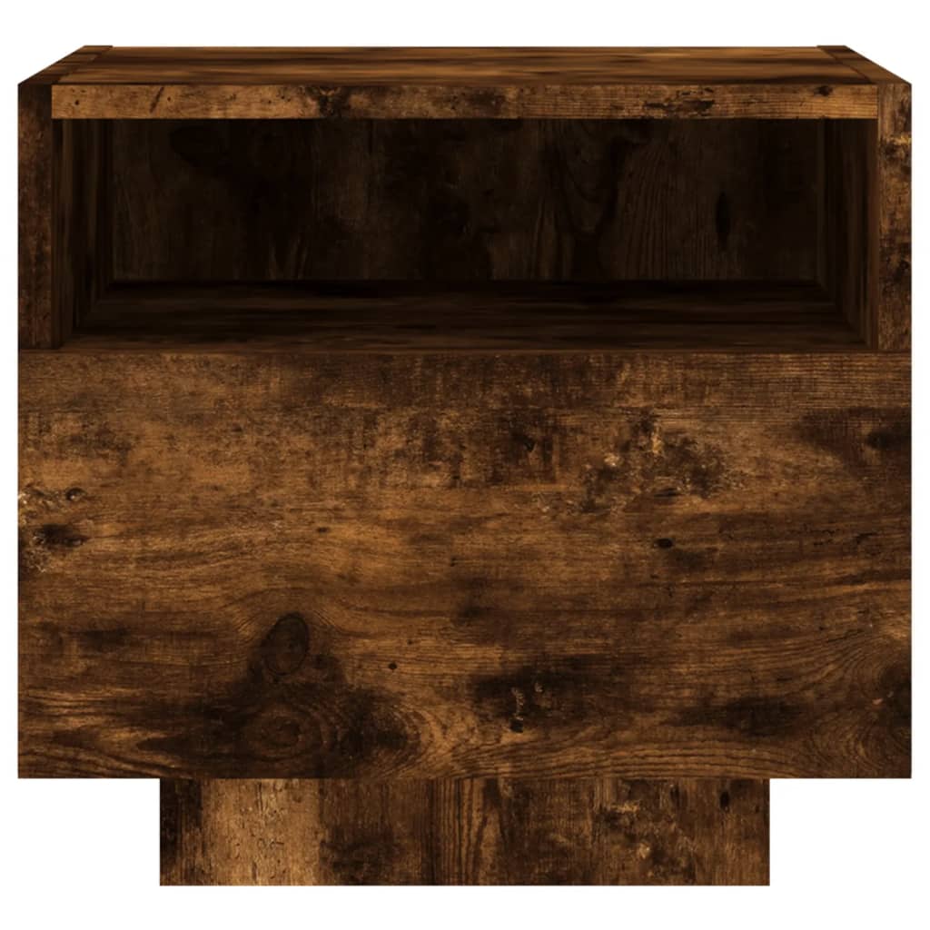 Bedside Cabinets with LED Lights 2 pcs Smoked Oak 40x39x37 cm