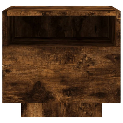 Bedside Cabinets with LED Lights 2 pcs Smoked Oak 40x39x37 cm