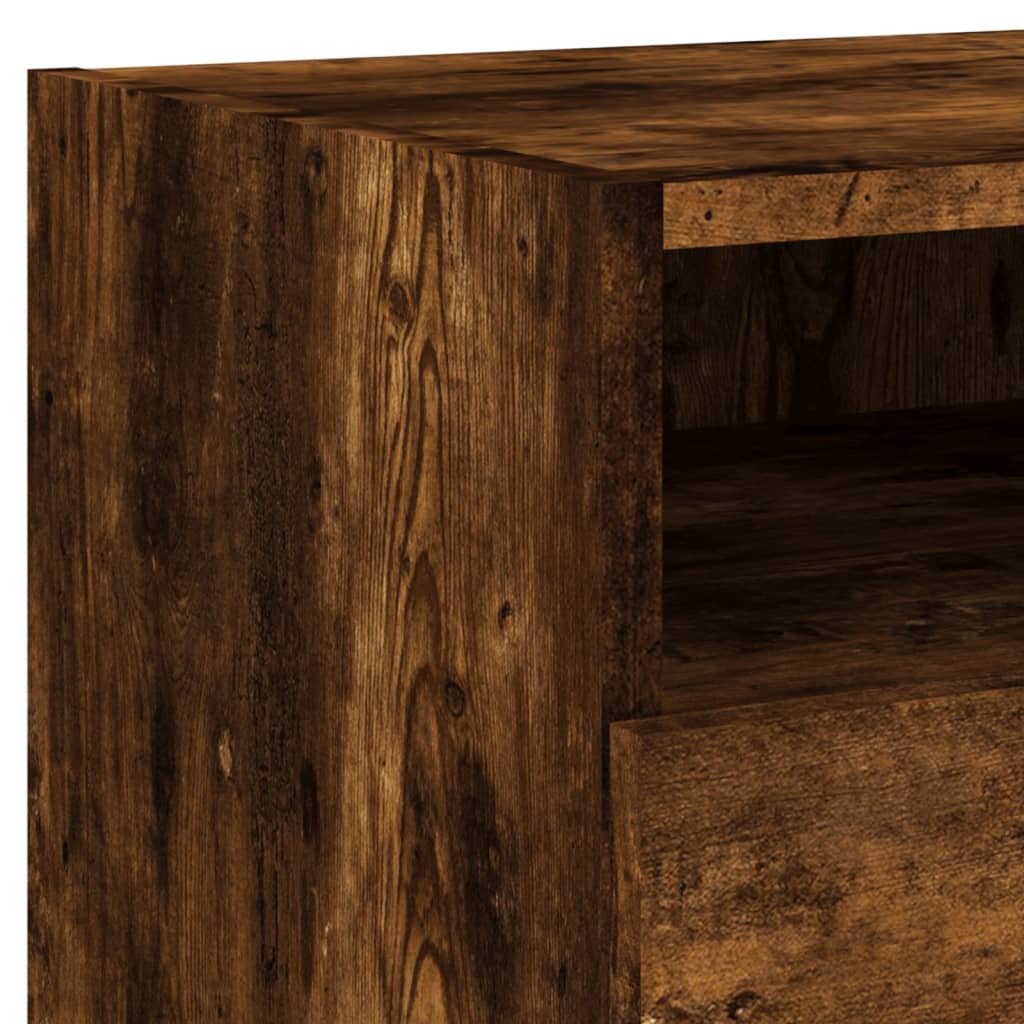 Bedside Cabinets with LED Lights 2 pcs Smoked Oak 40x39x37 cm