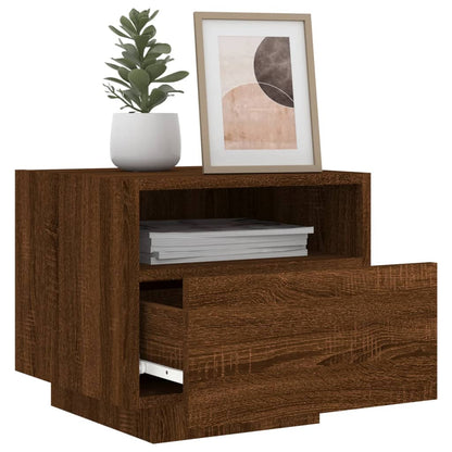 Bedside Cabinets with LED Lights 2 pcs Brown Oak 40x39x37 cm