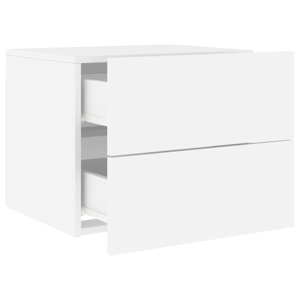 Wall-mounted Bedside Cabinet with LED Lights White