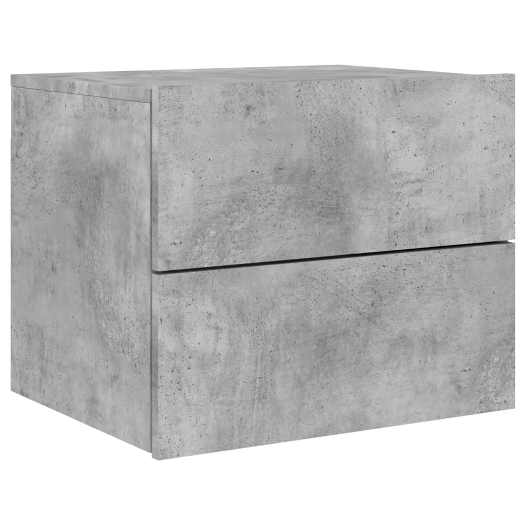 Wall-mounted Bedside Cabinet with LED Lights Concrete Gery