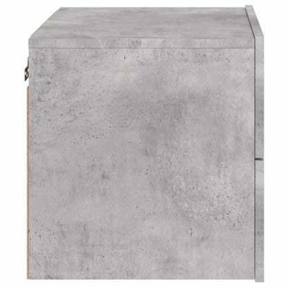 Wall-mounted Bedside Cabinet with LED Lights Concrete Gery