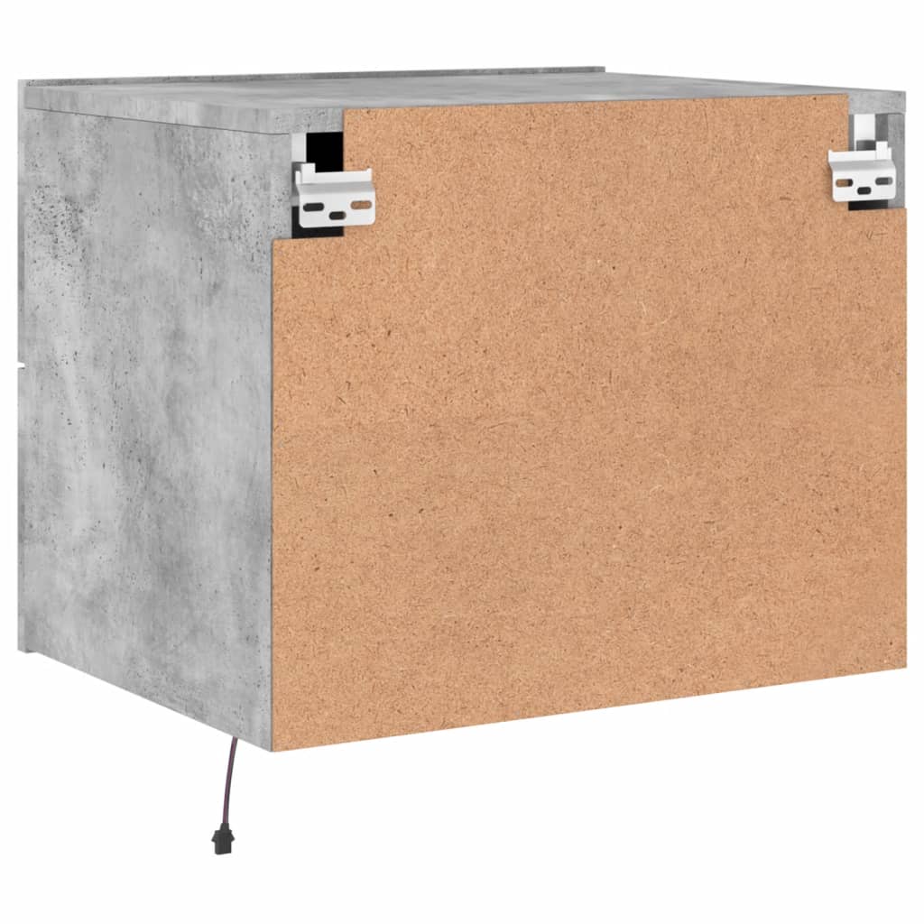 Wall-mounted Bedside Cabinet with LED Lights Concrete Gery