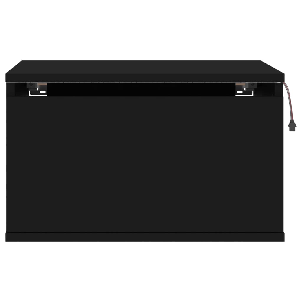 Wall-mounted Bedside Cabinet with LED Lights Black