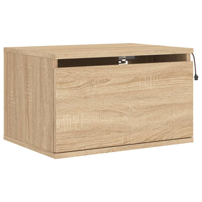 Wall-mounted Bedside Cabinet with LED Lights Sonoma Oak