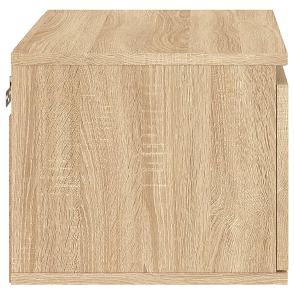 Wall-mounted Bedside Cabinet with LED Lights Sonoma Oak