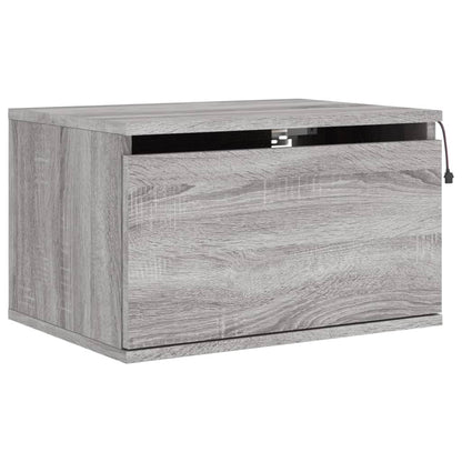 Wall-mounted Bedside Cabinet with LED Lights Grey Sonoma