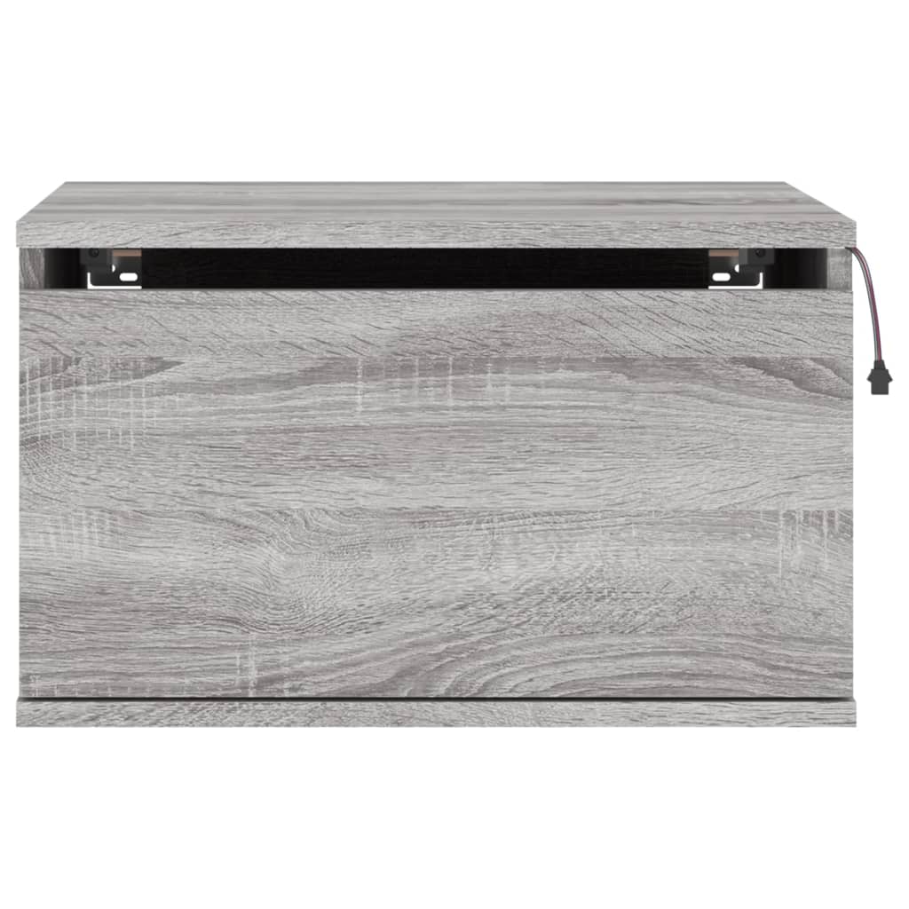 Wall-mounted Bedside Cabinet with LED Lights Grey Sonoma