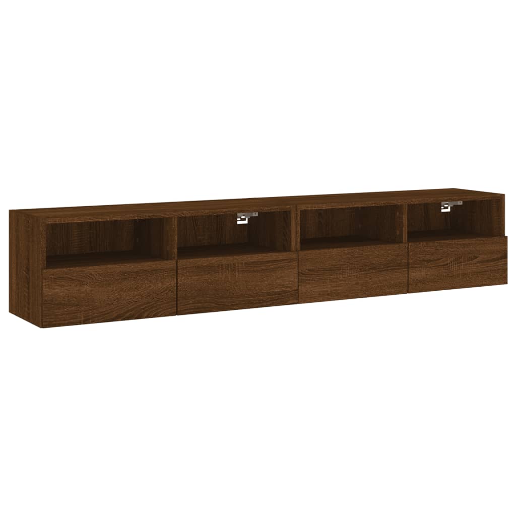 TV Wall Cabinets 2 pcs Brown Oak 80x30x30 cm Engineered Wood