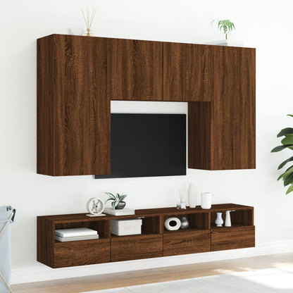 TV Wall Cabinets 2 pcs Brown Oak 80x30x30 cm Engineered Wood