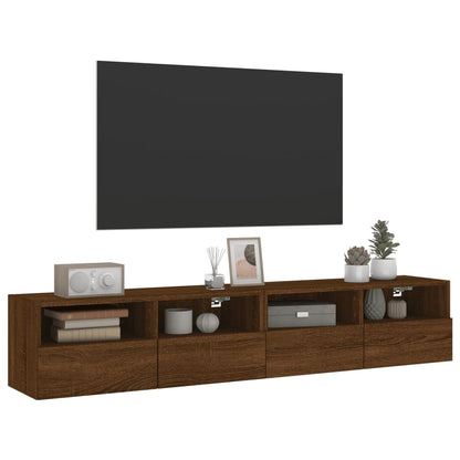 TV Wall Cabinets 2 pcs Brown Oak 80x30x30 cm Engineered Wood